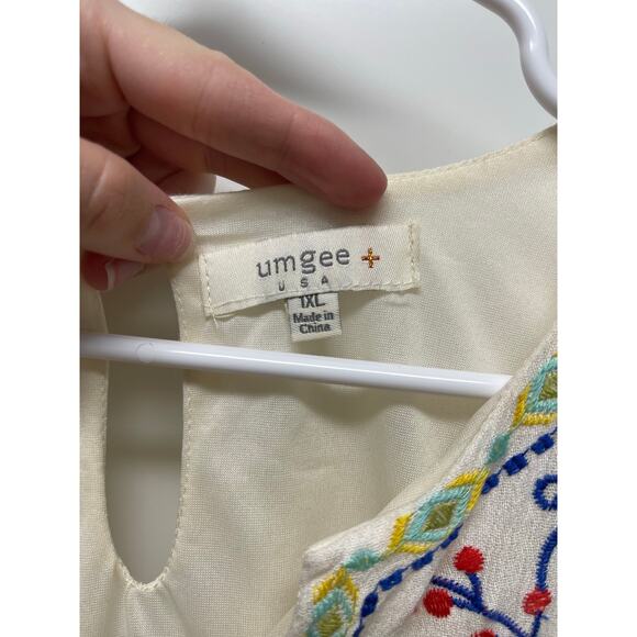 Umgee Women's floral embroidered peplum tank top size 1XL boho - Picture 2 of 7